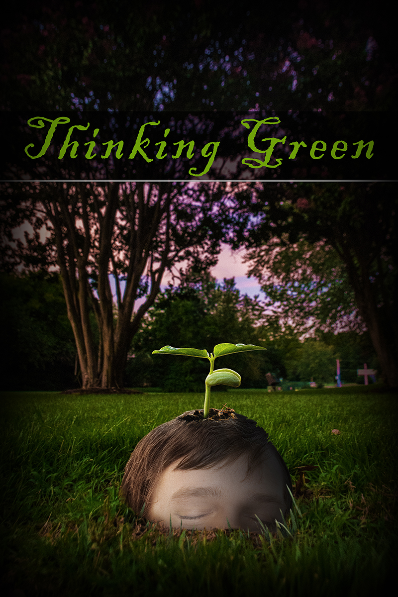 Thinking Green Poster of head in ground with plant growing from skull